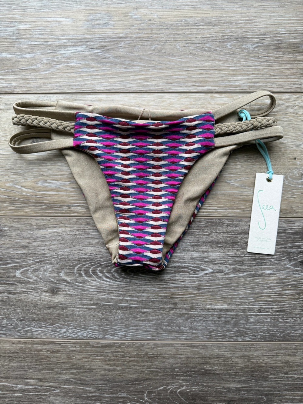 Seea Capitola Bikini Bottom Small Zilian Braided Strappy NWT
